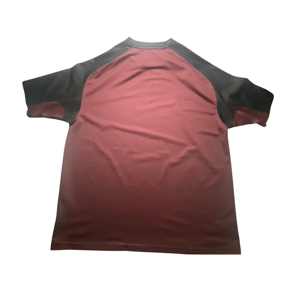 Nike Mens XXL T-Shirt Burgundy Black Colorblock Raglan Short Sleeve Activewear